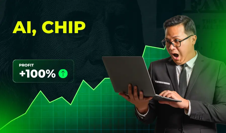 Illustration of AI, Chip stocks surge