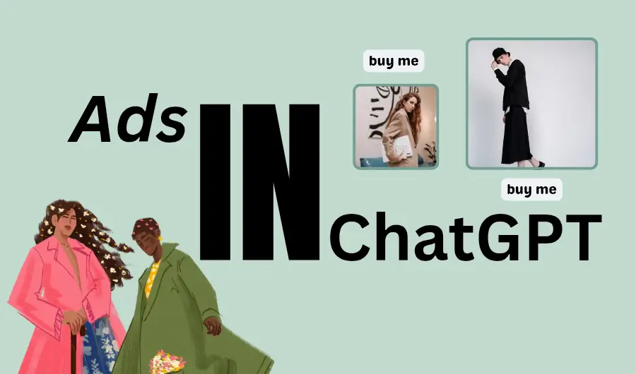 Illustration of OpenAI's launch of advertisements in ChatGPT. This image features example ad illustrations within ChatGPT, suggesting formats in expectations.