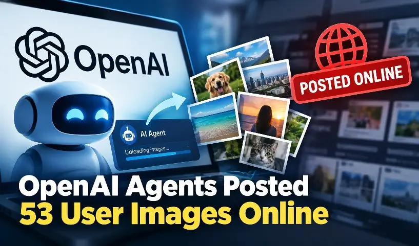 OpenAI AI agents accidentally posted 53 user images online during a research environment incident.