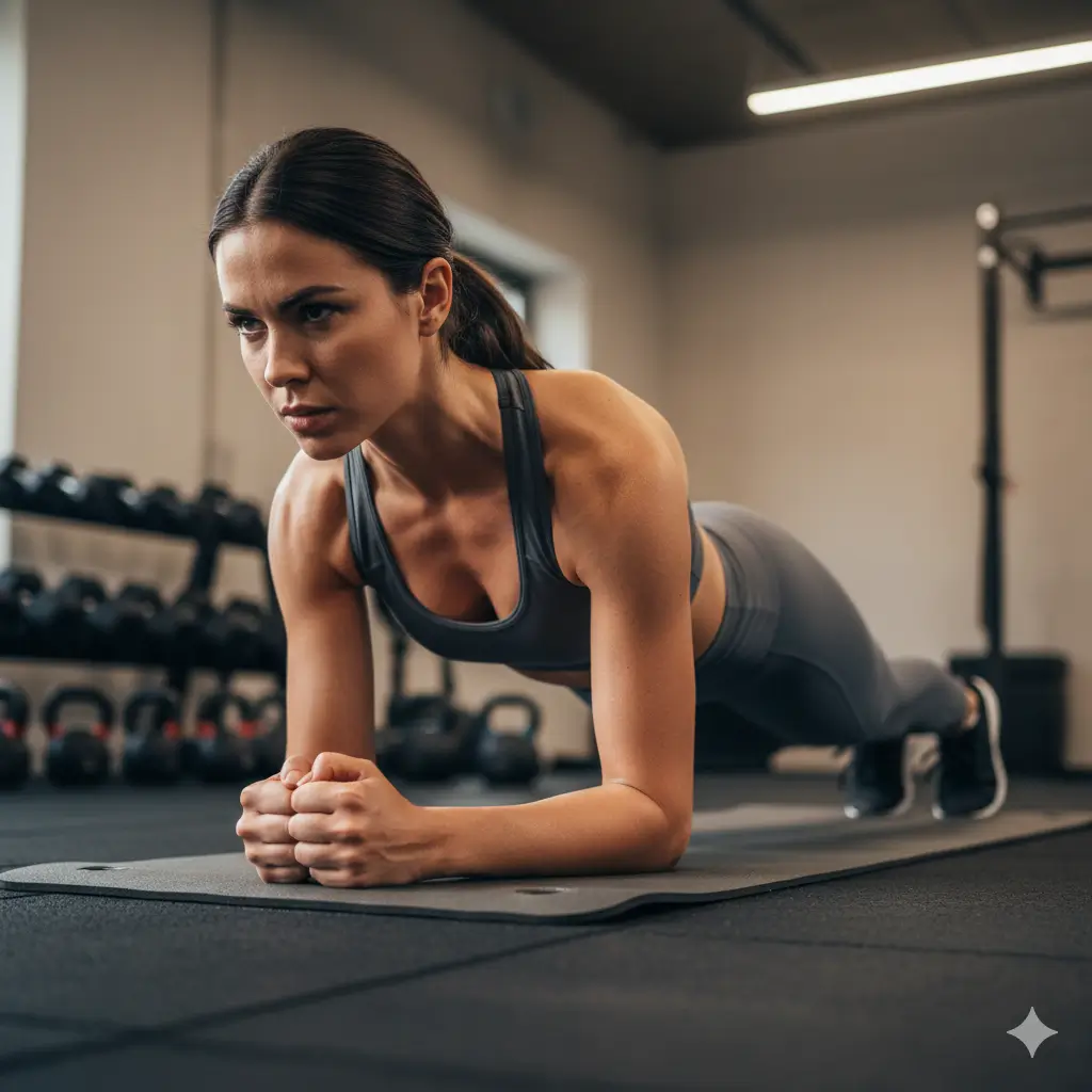 AI generated image of a Woman Doing Core Workout on Mat