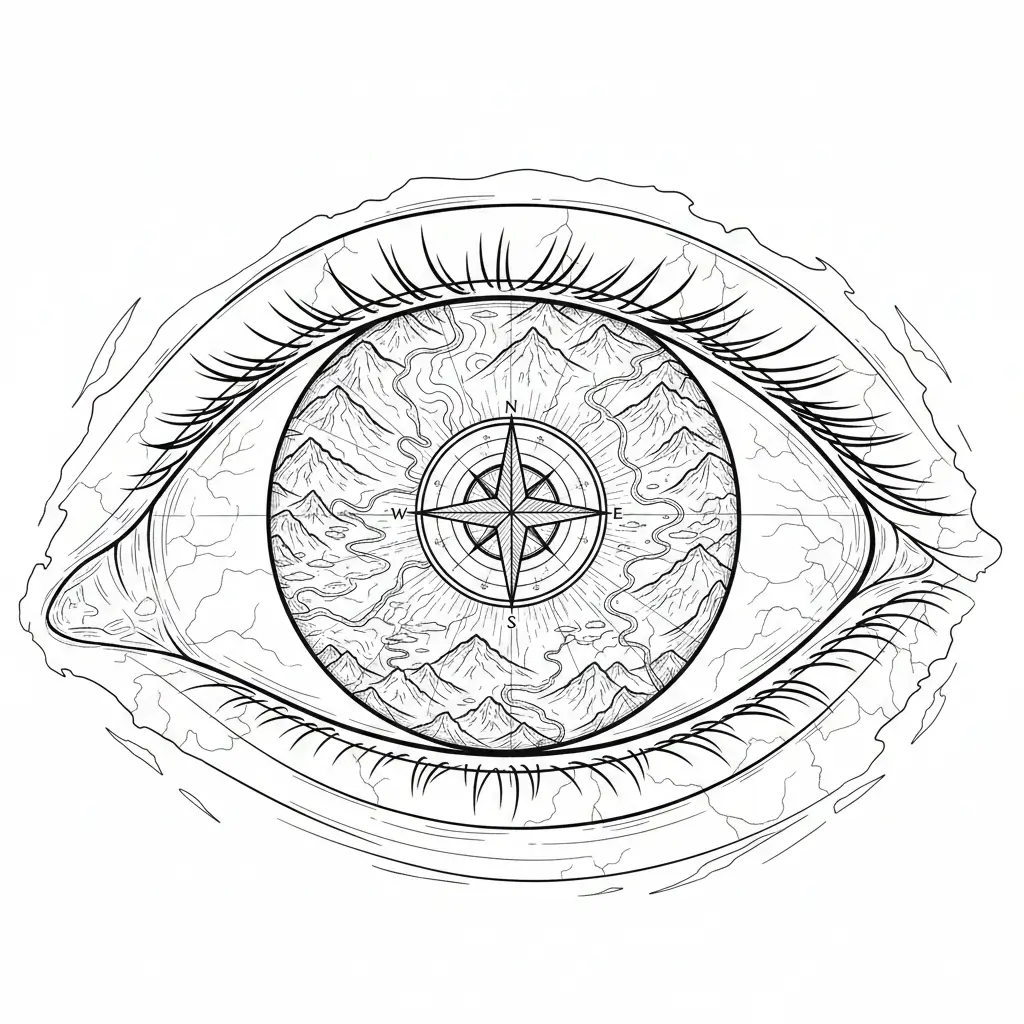 AI generated image of Eye line art: The Cartographer’s Eye 
