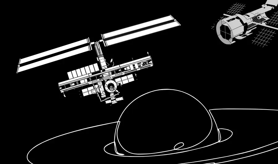 Illustration of SpaceX satellites in space
